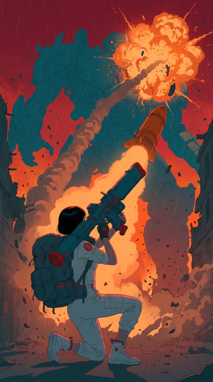 Key art: mech rocket barrage
