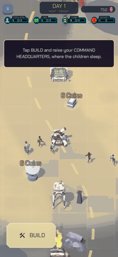 Screenshot: building the settlement by day